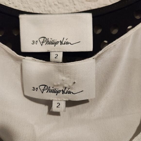 3.1 Phillip Lim Laser Cut Polka Dot Gathered Front Dress Size 2 Black - Picture 7 of 10